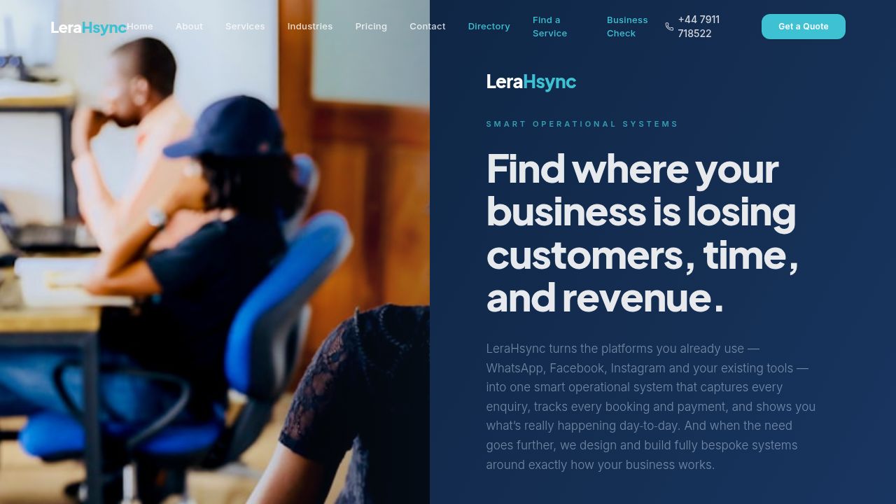 LeraHsync homepage explaining the operational system